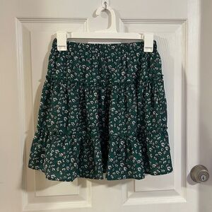 Floral Green Tiered Skirt